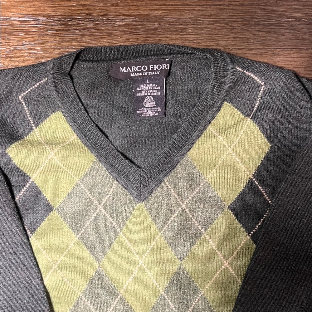 Marco Fiori Green Argyle Men's Sweater